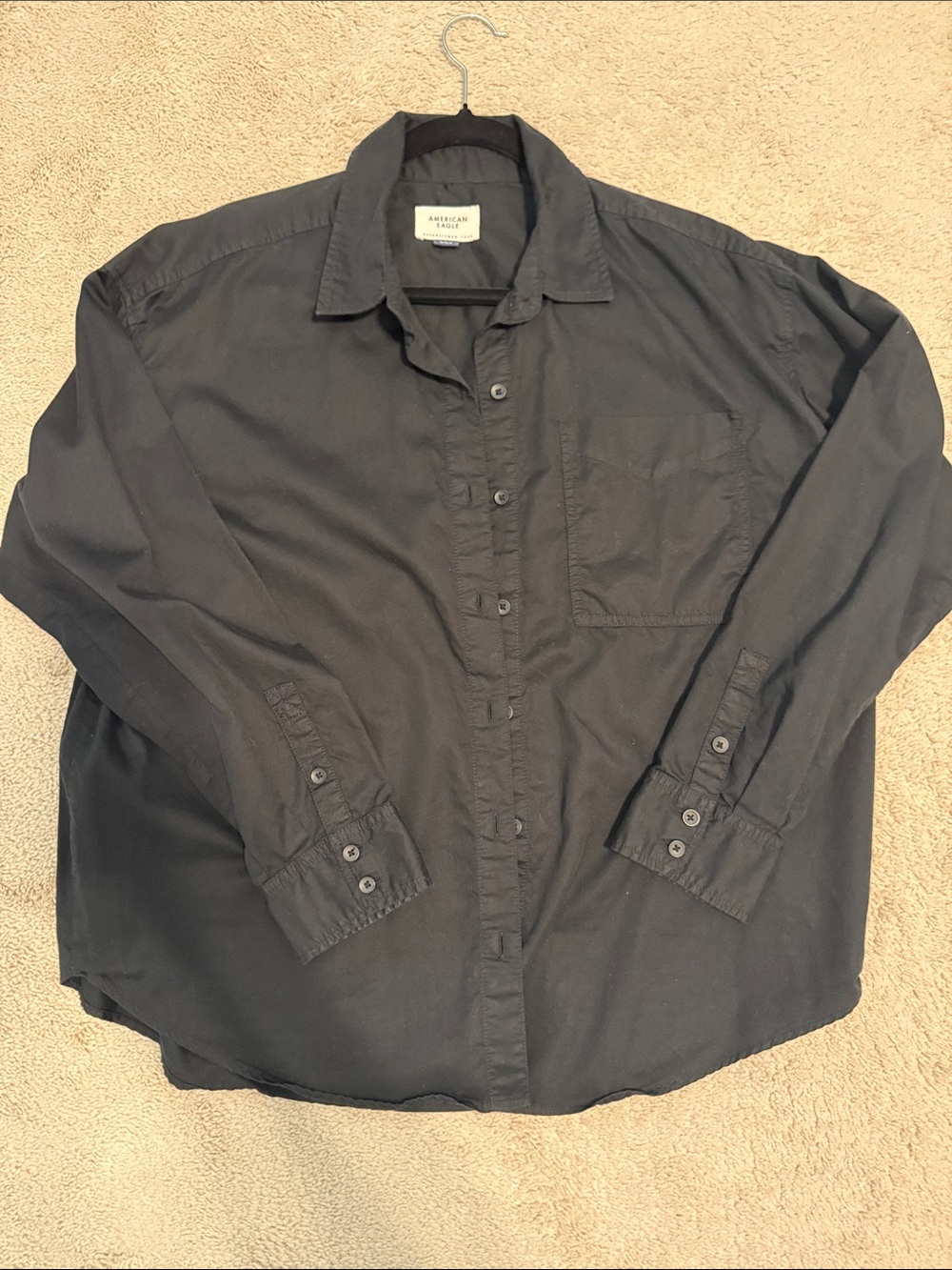 American Eagle Outfitters Men’s Black Button-Down Long Sleeve Shirt